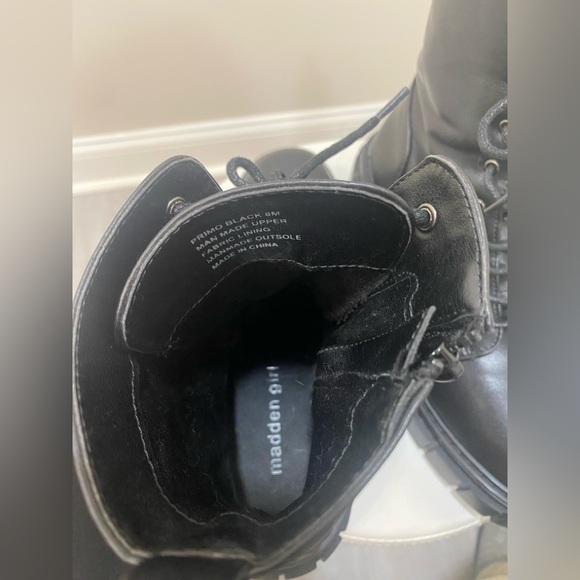 Madden Girl Black Combat Boots with Chunky Sole and High-Top Design - Picture 8 of 12